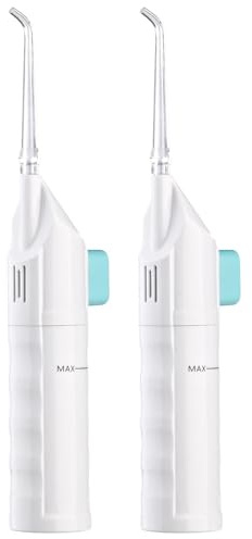 newgen medicals Reisemunddusche: 2er-Set Mundduschen mit Handpumpe, 2,1 bar Wasserdruck (Munddusche für Zahnfleisch-Massage, Manuelle Munddusche, mehr)