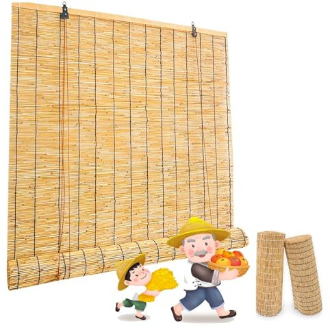 Natürliche Bambus-Fensterläden, Bambus-Rollos, Römische Jalousien, Lamellen-Fenster-Rollos, Haus-Sonnenschutz, Lichtfilterung, 70% Vertikal-Hebe-Deko-Vorhänge(40x80cm/16x32in)