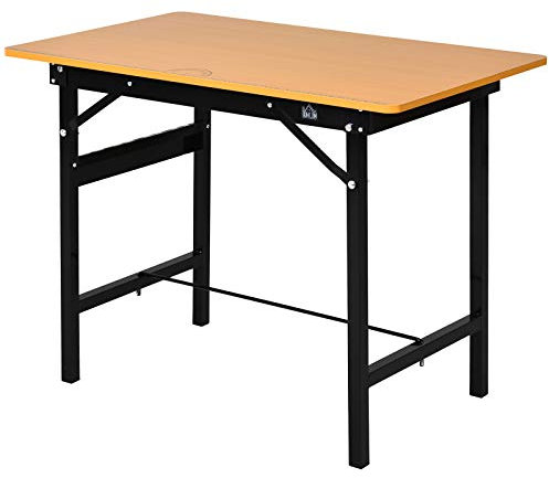 HOMCOM Banco de Trabajo Plegable Mesa de Trabajo Plegable con Regla Transportador Carga 100 kg 100x60x75,5 cm Natural y Negro