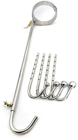 Soarvlorfy Edelstahl BDSM Bondage Set Abschließbar Neck Kragen Halsband Anal Plug Butt Haken Ball Perlen Zurück Spreizstange Fetisch Fesseln Sex Spielzeug für Frauen Männer Paare,3.8cm,Mann