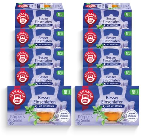 TEEKANNE Besser Einschlafen Kräutertee, 10 Packungen x 18 Beutel | mit Melatonin