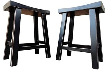 Genérico Tabouret Den Shin Vintage | Bois laqué artisanal avec surface incurvée | Antiquité chinoise | Élégant et confortable | Idéal pour coiffeuse ou cuisine