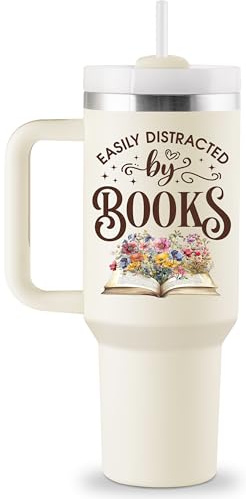 ROSTANTEN Book Lovers Gifts for Women - 40 oz Tumbler with Lid & Straw - Bookish Gifts for Readers Book Club Gift Books Themed Reading Gift for Librarian - Insulated Travel Cup 40oz