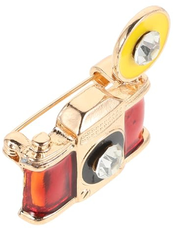 Vintage Kamera Brosche mit Emaille und Strass für Fotografen | Legierung, Mehrfarbiges Retro Design, Blickfang für Kleidung und Taschen