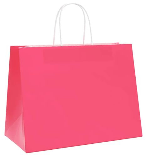 vidaXL Papiertragetaschen 250 Stk., Papiertüten mit Henkeln, Kraftpapiertüten, Geschenktüten für Einkaufen Hochzeiten Verpackungen Partys Geburtstag Weihnachten, Rosa 32x17x25cm