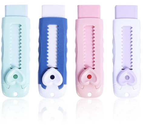 Radiergummi, 4 Stück Radiergummis Einziehbarer Radiergummi Schreibwaren Radiergummi Kinder Mitgebsel Push Pull Gummi Radiergummi für Kinder Schule Bürobedarf Schreibwaren