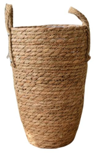 Seegras gewebte Blumenampel Vase mit rustikalem Design, multifunktionaler Pflanzenständer und Schreibtischaufsatz