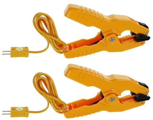 2 PCS High-Accuracy K-Type Clamp Probe Thermocouple Temperature Clamp Sensor 32.7-inch Long Cable for Wide Industrial Applications