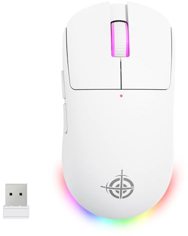 ATTACK SHARK X MAGIC-REFINER G6 Mouse da gioco wireless, leggero da 72 g, 24000 DPI, frequenza di polling di 1000 Hz, wireless BT/2.4G/cablato, RGB, 750 mAh, con grip tape per PC/Mac - Bianco