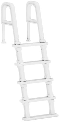 SAYEYBU Escalera De Piscina De 5 Escalones con Pasamanos Dobles Y Escalones Antideslizantes para Piscinas Elevadas Y Enterradas De 120 A 137 Cm,Blanca