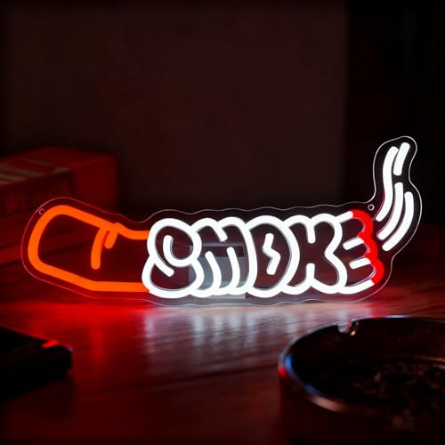 Smoke Shop Sign for Wall Decor,Cigarette Tobacco LED Decor for Home Bar Smoking Lounge Man Cave Garage Party Pub Hotel,Dimmable Cigar Weed Light Gift for Men Women USB Powered（16.2*6.6）