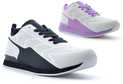 Mens Bowling Shoes Womens Bowling Shoes Size 8 Mens Bowls Trainers Size 6 Ladies Bowls Trainers Lawn Bowl Shoe Garden Bowl Trainer Sizes 3-12 White/NavyLlilac 7 UK