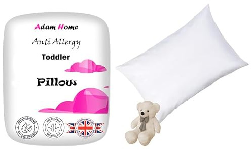 Adam Home Toddlers Cot Bed Pillow 100% Cotton Anti-Allergy Lightweight Sleeping Pillow for Children Kids, Newborn, Babies Hypoallergenic and Machine Washable 40x60 cm