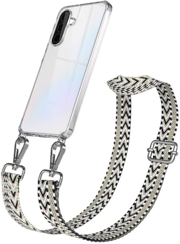 EAZY CASE Mobiltelefonkedja, justerbar väskrem kompatibel med Galaxy A36 axelrem telefonsnöre med silikonskal axelväska grön svart silver