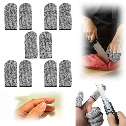 10 PCS Cut Resistant Finger Cots, Reusable Finger Guards, Durable Non Slip Thumb Protector Sleeve, Breathable Fingertip Covers for Kitchen, Work, Sculpture