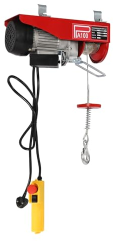 Electric Hoist Lift, 100KG/220LBS Overhead Electric Winch with Wire Remote Control for Garage, Warehouses, 480W Electric Hoist Crane Factories Lifting with Emergency Stop Switch (100KG)