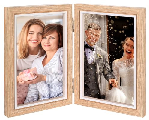 Peygre Cadre Photo 10x15 cm Bois avec Verre Renforcé pour Mariage et Souvenirs Familiaux