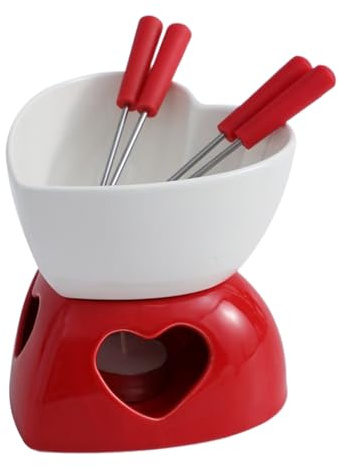Genérico Taza De Fondue De Chocolate | Cerámica con Tenedores y Vela | Taza Fundidora de Chocolate Mini Fondue Set - para Queso Postre Dulce Fiesta Vacaciones Familia Viaje Acampada Cumpleaños