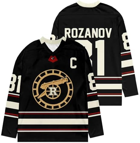 Heated Rivalry Merch Rozanov 81 Hockey Maglia nera - Maglia unisex a maniche lunghe con scollo a V per fan della serie TV, 81, M