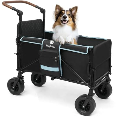 Snagle Paw Hundewagen für mittelgroße bis zu 200 lb| Geländegängiger, klappbarer großer Haustierwagen mit Rampe und Heckklappe, Hundewagen mit verstellbarem Griff und Ein-Schritt-Bremse