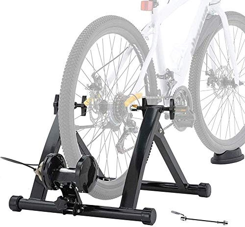 Indoor-Fahrradtrainer, Rollentrainer Fahrradtrainer for Zusammenklappen von 26-28 Heimtrainer for Fahrräder Mountainbike, belastbar bis 135 kg(Black)