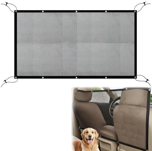 YEDOUALE Barrera Coche Perros Malla divisoria Asiento Trasero 1 Unidad Red Seguridad vehículo Negro Universal para SUV camión Turismo protección conducción