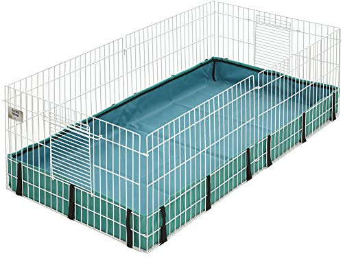 MidWest Homes for Pets Guinea Habitat 171GH - Jaula para cobayas, base de lona de PVC lavable, lados seguros, montaje sin herramientas, jaula ampliable para animales pequeños