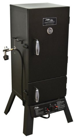 Masterbuilt 30-Inch Dual Fuel Propane & Charcoal Vertical Smoker with 730 Sq. In. Cooking Space, Push-Button Ignition, Temperature Gauge, 4 Smoking Racks, Black