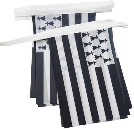AZ FLAG Guirlande Bretagne 12 m 20 drapeaux Polyester Léger 45x30 cm | Usage intérieur et extérieur Guirlande de drapeaux breton drapeaux cousus sur un ruban renforcé