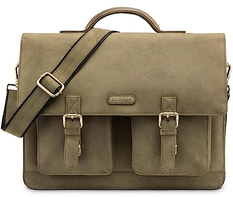 LEABAGS Leder Aktentasche Herren & Damen I Echtleder Laptoptasche bis 15 Zoll I Umhängetasche mit Schultergurt I Schultertasche I Messenger Bag I Arbeitstasche I Lehrertasche