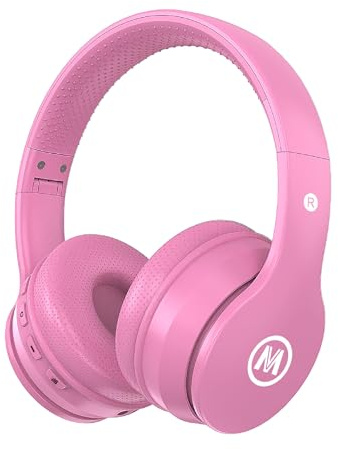 Mokata Headphones Kids Bluetooth 5.4 Wireless Play Time 68H Safe Volume Limit 85/94dB Over-Ear Foldable Headset,Fast Charging,with Aux Cord Built-in Mic for Toddler Child Pad Study Tablet Pink