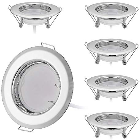 HCFEI 6er Set LED Einbaustrahler ultra flach mit LED Spot Modul 230V I 3W 320 lm I Warmweiß 3000K I 120°Abstrahlwinkel I Dimmbar I Chrom I 55 mm Einbauloch I Einbauleuchte rund
