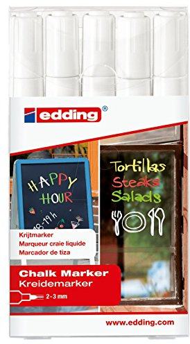 edding 4095 Chalk Marker Bullet Tip 2-3mm Line White (Pack 5)