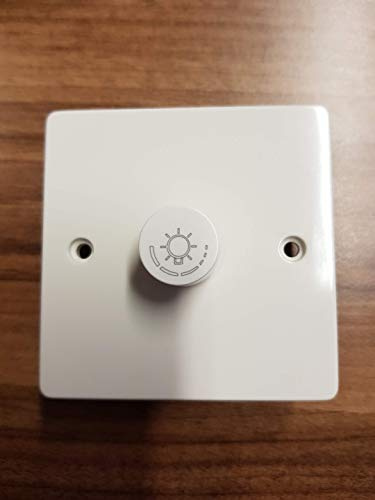 1 Gang 400W Standard Dimmer Switch White Plastic with White Knob