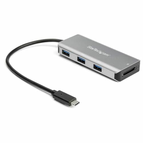 StarTech Hub USB-C de 3 Puertos con Lector SD/microSD UHS-II y 3x USB-A | USB 3.2 Gen 2, Carcasa de Aluminio con Cable de 25cm, Compatible con Windows, macOS, Linux y Android