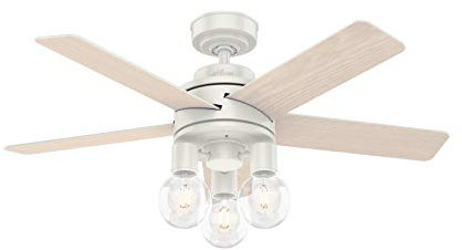 Hunter Hardwick Indoor Ceiling Fan with LED Lights and Remote Control, 44, Fresh White