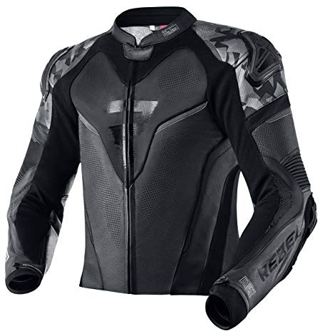 REBELHORN Rebel Motorradjacke Herren | Rindsleder | Ellbogen, Schultern und Rückenprotektor Stufe 2 | Ellbogen und Schulterschieber | Wasserdichte In&Out Weste | Belüftungspaneele