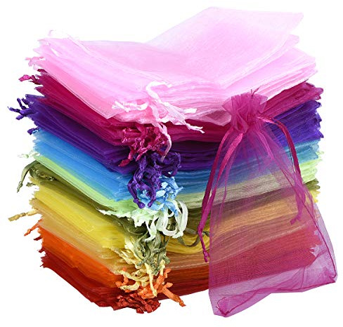 SOMFIUI 100 Stück Organzasäckchen,10 x 15 cm Bunt Organzabeutel Säckli Beutel Geschenk Schmuckbeutel