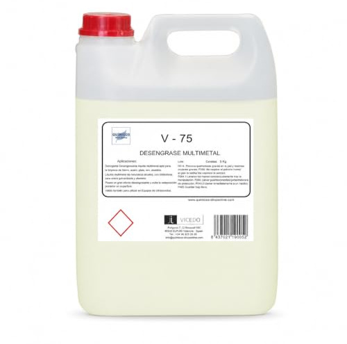 V-75 Líquido Desengrasante Multimetal para Ultrasonidos e inmersión, 5Kg | Catalizadores, Filtros Partículas, Piezas Motor