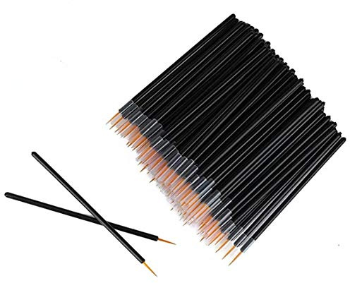 AKOAK 100 Pcs Disposable Eyeliner Brush Black Handle Fine Eyeliner Applicator Eyeliner Stick Eyeliner Liquid Eyeliner Lash Extension Tool Fiber Swabs Porable Eyeliner Brush Tool (Black)