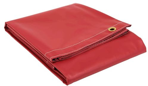 Mytee Products 6' x 8' Heavy Duty Waterproof Tarp with Grommets Red - 18oz Vinyl Utility Tarp UV Resistant, Multipurpose, Cars, Boats, Campers, Pool Cover, Tent