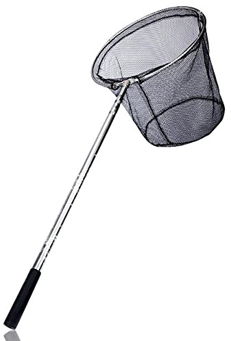 Bayli Angelkescher Teleskop [180 cm] - Unterfangskescher mit faltbaren Fischernetz [rund] - Karpfenkescher | Angelzubehör - Raubfischkescher [gummierter Handgriff] | auch für Gartenteich geeignet