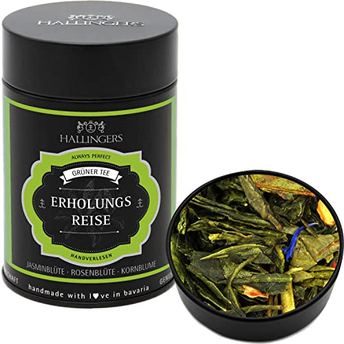Hallingers Genuss Manufaktur Loser Grün-Tee mit Jasmin, Rosenblüte & Kornblume