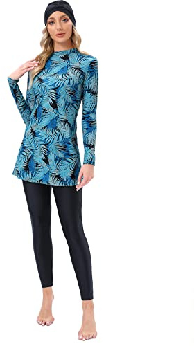 seafanny Damen Modest Badeanzug 3 Stück Full Cover Hijab Burkini