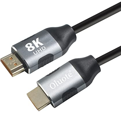 Oluote Cavo HDMI 8K 2.1, Ultra High Speed HDMI Cable 4320p High Speed HDM da 48 Gbit/s, compatibile con Roku TV/PS5/HDTV/Blu-ray/Monitor e altro (1 m)