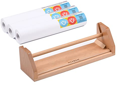 MEEDEN Dispenser di Carta da Tavolo - Cavalletto per Bambini in Legno di Faggio con Rotoli di Carta (30.5cm x 2000 cm) - Cavalletto Portatile per Bambini per Disegni