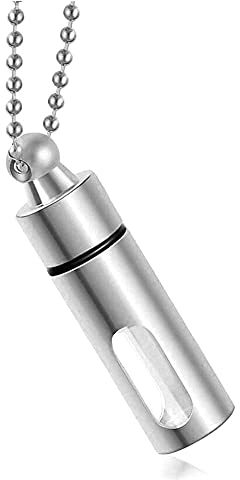 XLIAN326 Collier avec pendentif en forme de tube en verre pour cendres en acier inoxydable avec entonnoir Longueur 50 cm Métal argenté