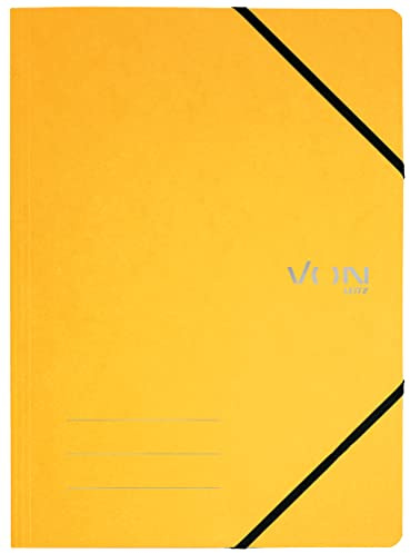 Von Leitz 5-pack dokumentmapp A4, med gummibandslås, kartong, för 150 ark, lätt projekt- och pappersförvaring, för skola, studier och hem, gul, 30110015