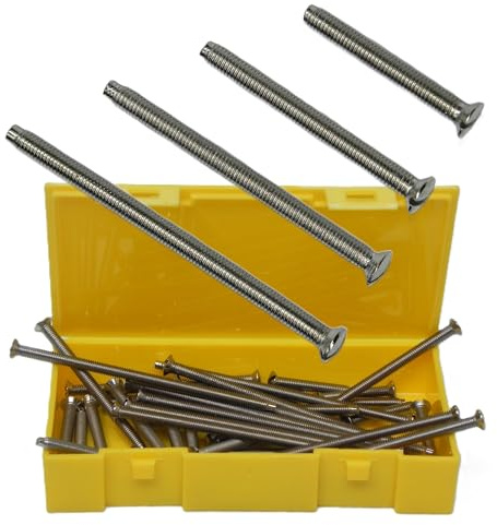 Electrical Socket Screws | 40 Pieces | 4 Lengths | 25mm | 40mm | 50mm | 75mm | Includes Extra Long 75mm Electrical Screws | Handy Re-Usable Pack | Tapered Thread End to Ease Installation