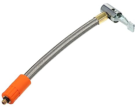 QUARKZMAN Reifenfülschlauch-Adapter M6 Ohne Entlüftungsventil PKW | Edelstahl, Ohne Entlüftungsventil, Doppelt Lock-On, Für Autos, LKW, Motorräder, Fahrräder, Für Standard-Reifenventil